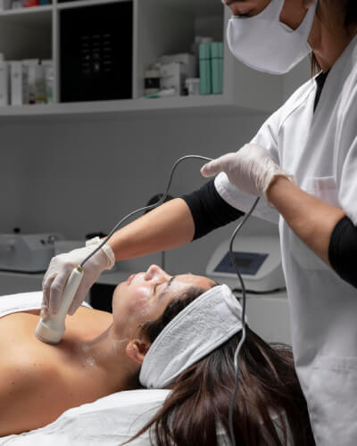Woman having a facial treatment