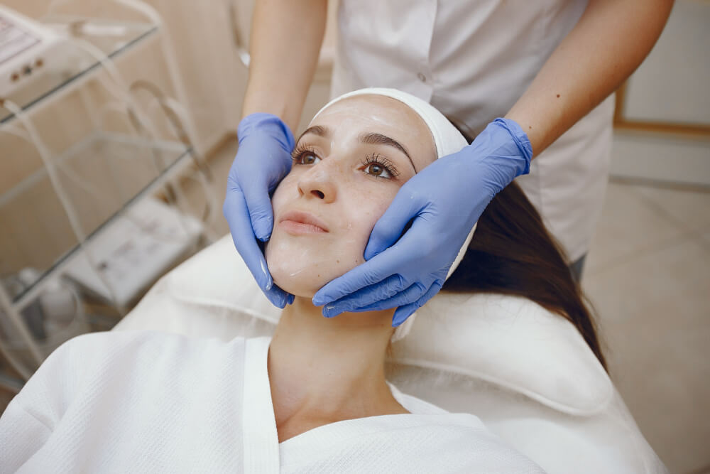 Woman in cosmetology studio