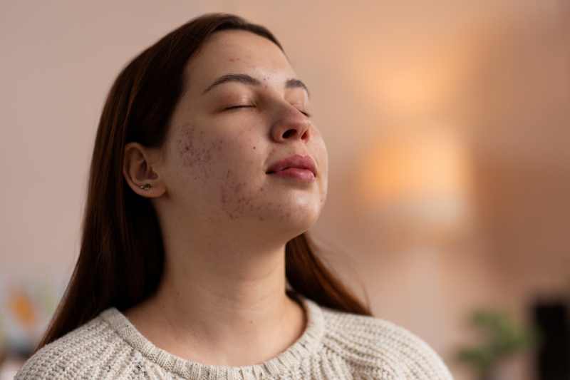 Person dealing with rosacea