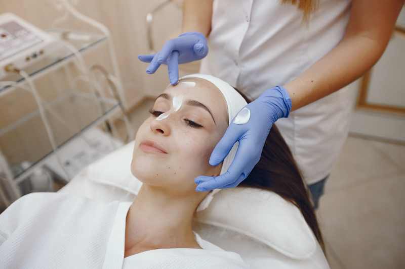 Woman in cosmetology studio